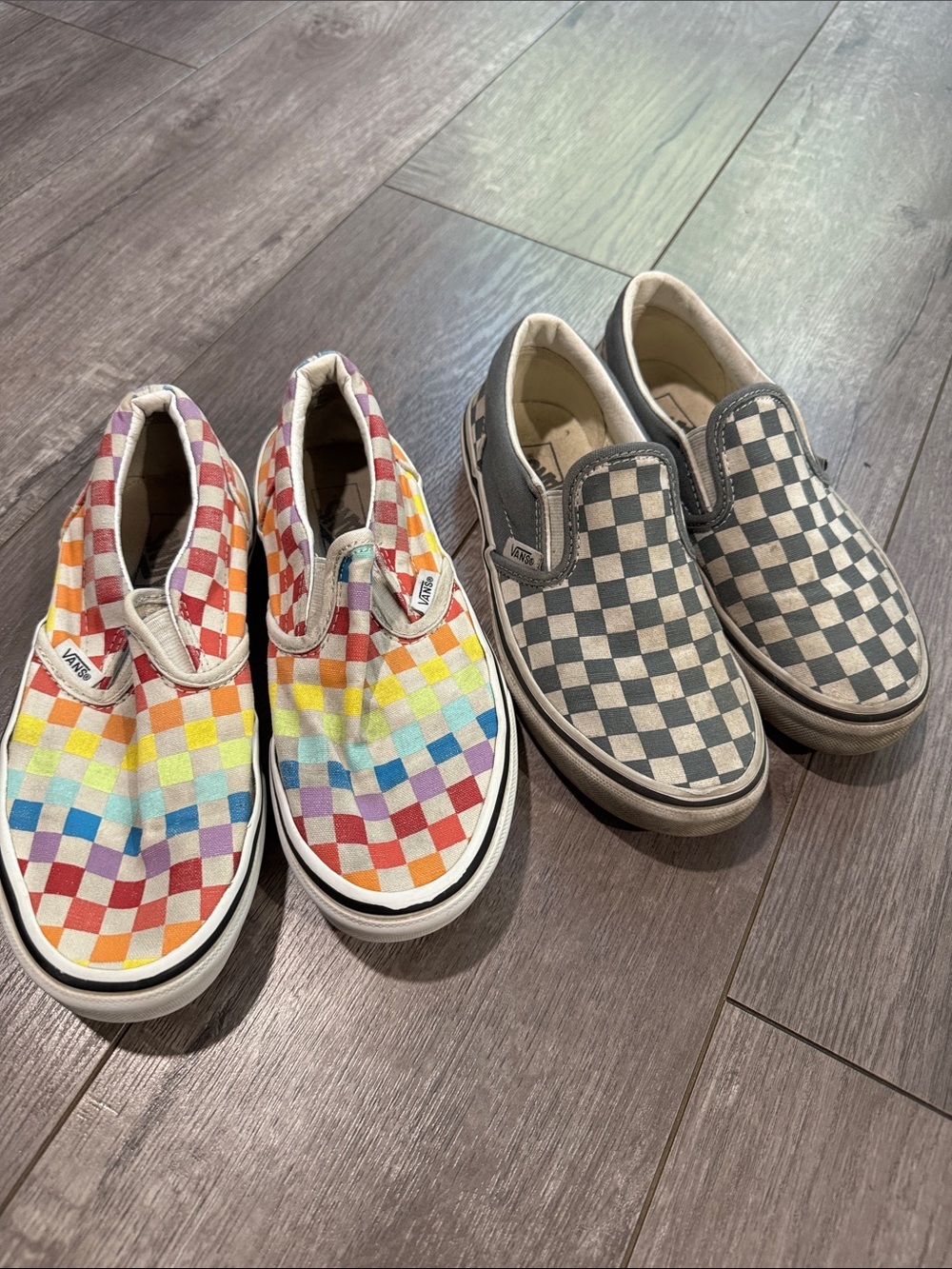 Kids checkered vans slip on shoes set size 2 & 3